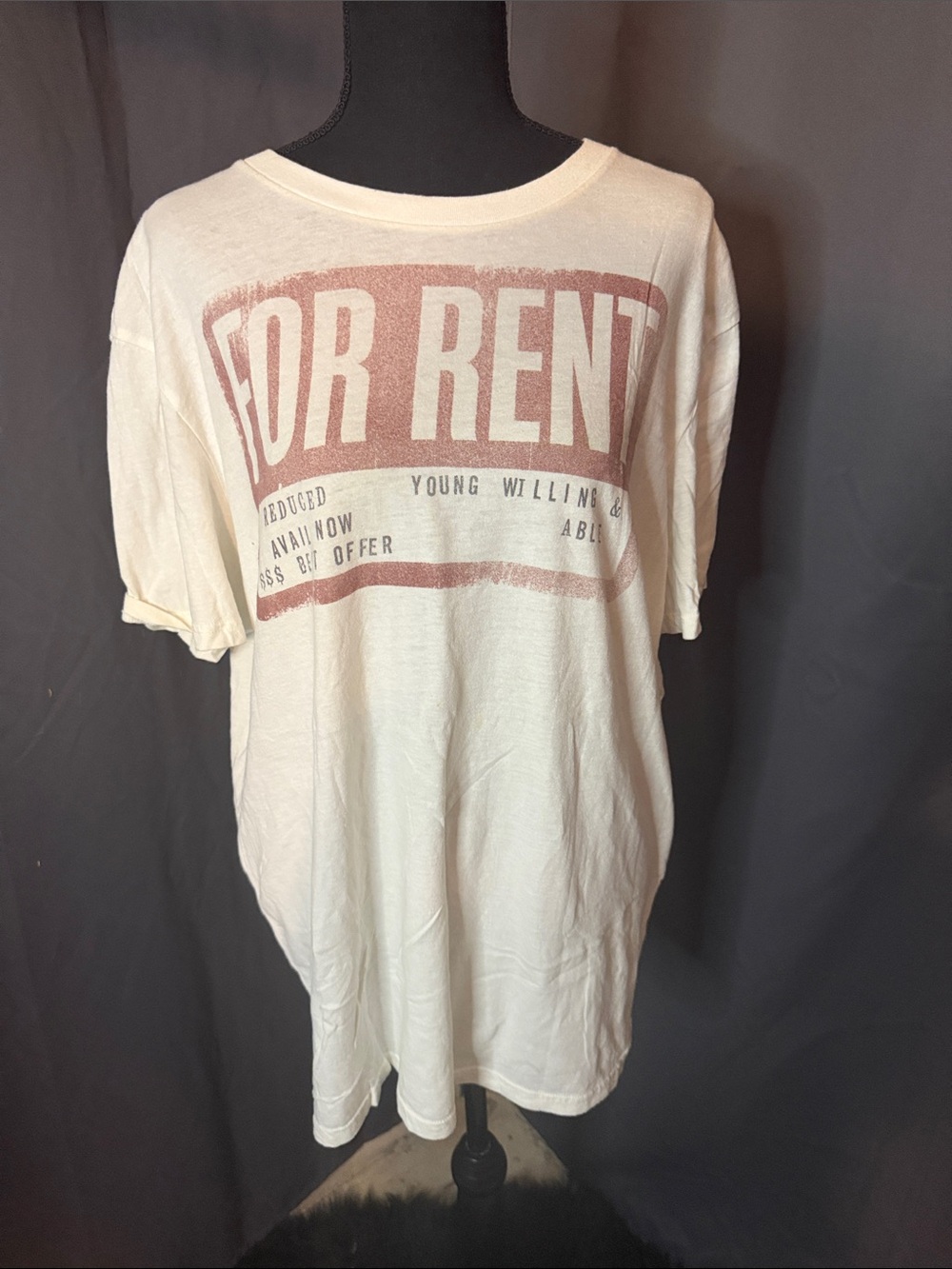 Unisex Cream Graphic 'For Rent' T-Shirt